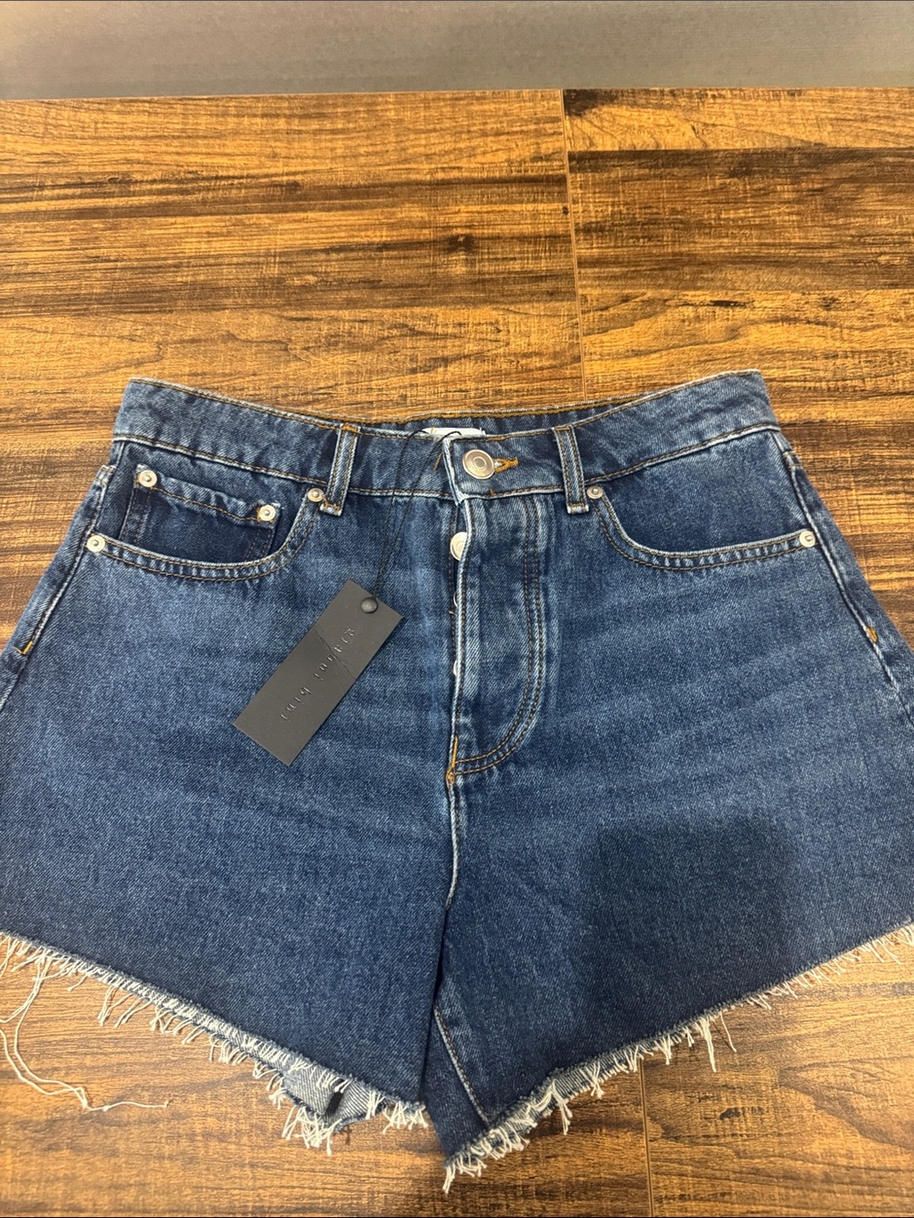 Gianni Bini Dark Blue High-Rise Denim Cutoff Shorts